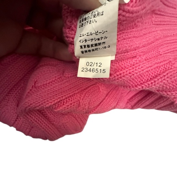 L.L. Bean Women’s 100% Cotton Pink Cable Knit Full Zip Cardigan Sweater ~ Size L - Picture 6 of 7